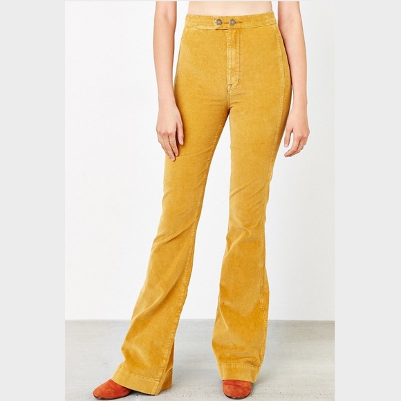 Yellow corduroy flare pants Clearance
